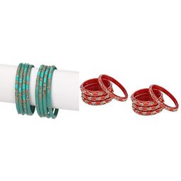 SOMIL Women Set Of 16 Artificial Stones & Beads Antique Glass Bangles-picture-27