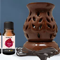 PEEPALCOMM 3-Pcs Brown Ceramic Electric Diffuser & AromaOil10ml-12