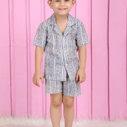 Polka Tots Printed Shirt Collar Pure Cotton Shirt & Shorts-53