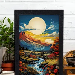 Aura Blue & Yellow Nature Themed Wooden Wall Art-image-95