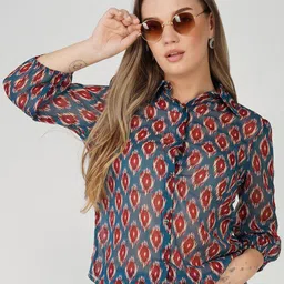 Street22 Women Abstract Printed Sheen Regular Top-image-28