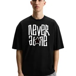 Fashnobic Men Typography Printed Round Neck Cotton Oversized T-shirt-image-6
