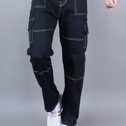 Moda Rapido Men Classic Regular Fit Mid-Rise Stretchable Cargo Styles Jeans-picture-2