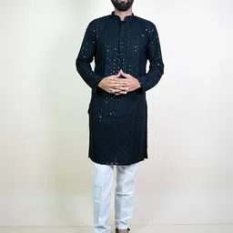 KUNDALI KAKSHAY Men Embroidered Sequinned Kurta-image-62