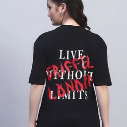 GRIFFEL Women Printed Oversized Ultralite Cotton T-shirt-image-77