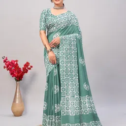 HERE&NOW Batik Block Print Saree-image-54