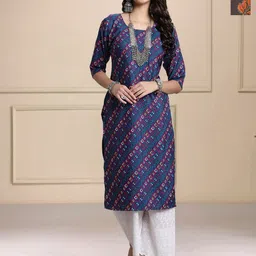 HERE&NOW Selection Of 2 Geometric Printed Round Neck Straight Kurtas-image-68