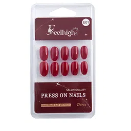 FEELHIGH Set Of 24 Press On Cat Eye Reusable Nails - E-01-14