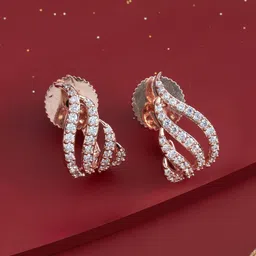 Kushal's Fashion Jewellery Rose Gold-Plated Zircon Studded Contemporary Half Hoop Earrings-image-92