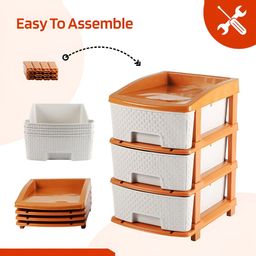 RUBOXA White & Orange Textured 3-Layer Multi-Purpose Organiser image 3