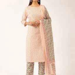 KALINI Women Floral Printed Regular Pure Cotton Kurta with Trousers & Dupatta-picture-53