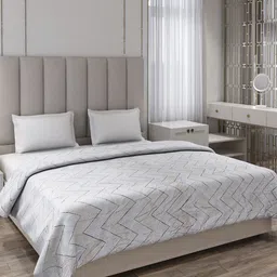 Monte Carlo Grey & Black Geometric AC Room 290 GSM Double Bed Blanket-image-97