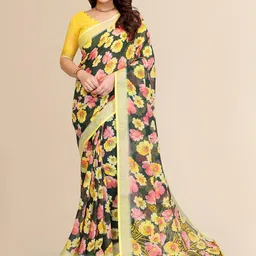 Moda Rapido Cotton Linen Blend Soft Floral Print Saree-picture-37