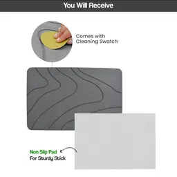 Yellow Weaves Grey Textured Anti-Skid Bath Rug image 3
