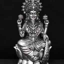 Exotic India Religious Small Brass Statue Of Superfine Goddess Lakshmi Seated on Lotus-image-33