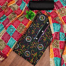 LeeliPeeri Designer Floral Embroidered Mirror Work Georgette Unstitched Dress Material-image-67
