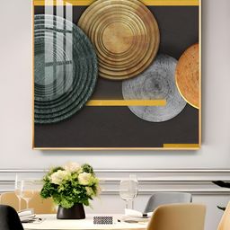 THE NEXT DECOR Gold-Toned & Blue Modern Opulence Glass Finish Square Wall Art-image-45