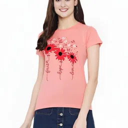 Mast & Harbour Floral Printed Round Neck Cotton T-shirt-picture-41