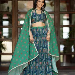 ASPORA Printed Semi-Stitched Lehenga & Unstitched Blouse With Dupatta image 5