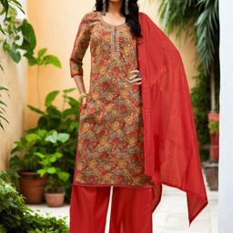 Anouk Women Floral Printed Regular Beads and Stones Kurta with Palazzos & With Dupatta-45