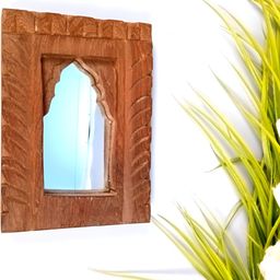 apka mart Brown Wooden Wall Hanging Jharoka Mirror-22