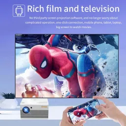 Omex Upgrade Android 9.0 FHD 1920×1080p HD New 5G Wifi, bluetooth 4D Correction (4500 lm / 2 Speaker / Wireless / Remote Controller) Portable Projector image 2