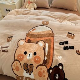 JC HOME Brown & White Geometric Polycotton 4 Piece Double Extra Large Regular Bedding Set-4