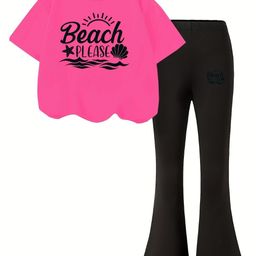 YK Girls Typography Printed T-shirt With Trouser-image-8