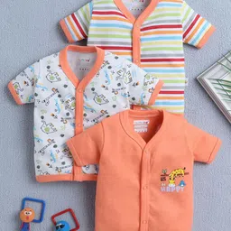 BUMZEE Girls Pack Of 3 Printed Cotton Jhabla Vests-image-18