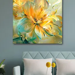 RANDOM Yellow & Blue Floral And Botanical Canvas Wall Art-image-3