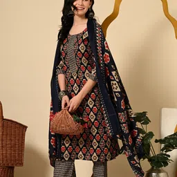 RAJPUTANA CAMISA Women Ethnic Motifs Printed Regular Kurta with Trousers & With Dupatta-24