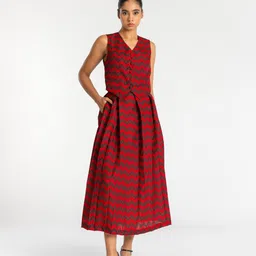 Past Modern RAZA Chevron Printed V Neck Top With Skirt-picture-7