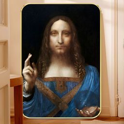 Livin'luxe Blue & Brown Salvator Mundi Rectangle Wall Art-picture-30