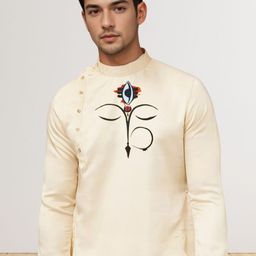 DEVOILER Men Ethnic Motifs Printed White Romance Kurta-picture-42