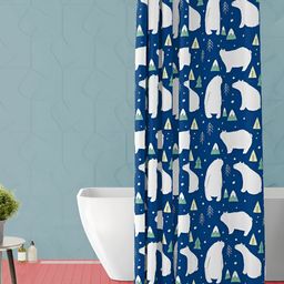 ArtzFolio Blue & White Printed Waterproof Shower Curtain-image-89