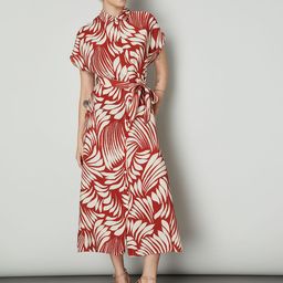max Women Graphic Printed Shirt Collar Tie-Ups Fit and Flare Midi Dress-picture-14