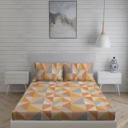 Living scapes by Pantaloons Rust & Mustard Printed 144TC King Bedsheet Set-2.74 m x 2.74 m-image-67