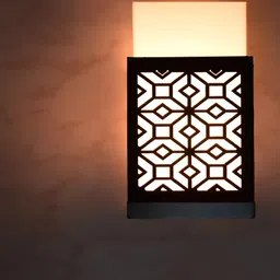 Gojeeva Black Wood Square Shaped Textured Contemporary Wall Lamp-image-33