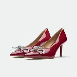 Oroh women solid Leather regular Stiletto Western - Embellished-picture-47