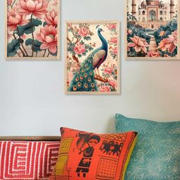 WALLLANE Multicoloured 3 Piece Traditional Wall Art With Frame-picture-7
