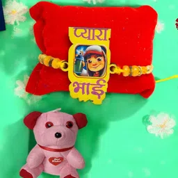 Payra Bhai Wood Rakhi Teddy Bear Greeting card n Roli-22