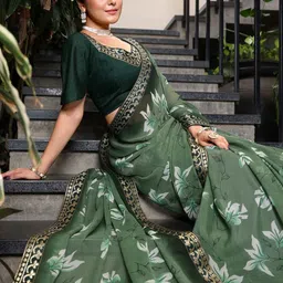 Lookmark Floral Printed Pure Georgette Saree-image-50