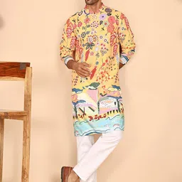 Men Floral Printed Ethnic Kurta with Pyjama-picture-9