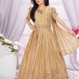 Lagorii Girls Sequins And Embroidered Ethnic Gown with Dupatta-picture-18