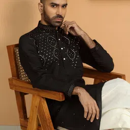 KRAFT INDIA LUXE Floral Embroidered Thread & Sequinned Work Mandarin Collor Straight Kurta-44