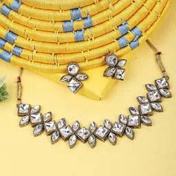 Dhivara Copper-Plated Kundan Stone-Studded Jewellery Set-image-15
