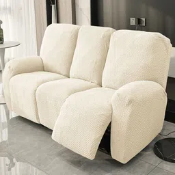 HOKIPO Beige Jacquard 3 Seater Sofa Cover With Arms-image-21