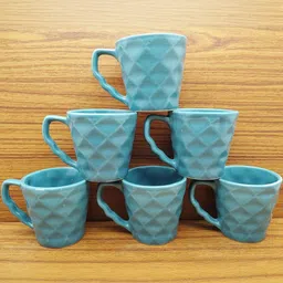 laghima jadon Green Textured Ceramic Glossy Cups Set of 6-18