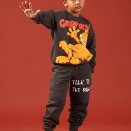 Nap Chief Kids Garfield Printed Pure Cotton Sweatshirt With Joggers-image-22