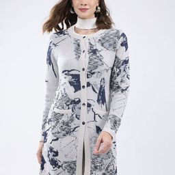Monte Carlo Women Abstract Self Design Round Neck Ribbed Cardigan Sweater-picture-28